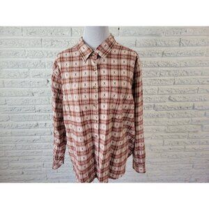 CST Sport Womens Shirt 2X Plus Long Sleeve Red Brown Plaid Cotton PLA88E